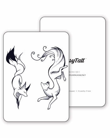 (2 Tattoos) Dancing Foxes - Semi-Permanent Tattoos