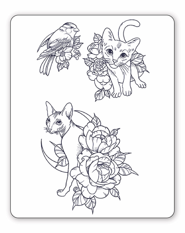 Flower Cats SemiPermanent Tattoo EasyTatt™