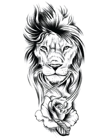 Rose Lion - Temporary Tattoo