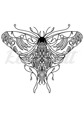 Moth Rise Outline - Temporary Tattoo