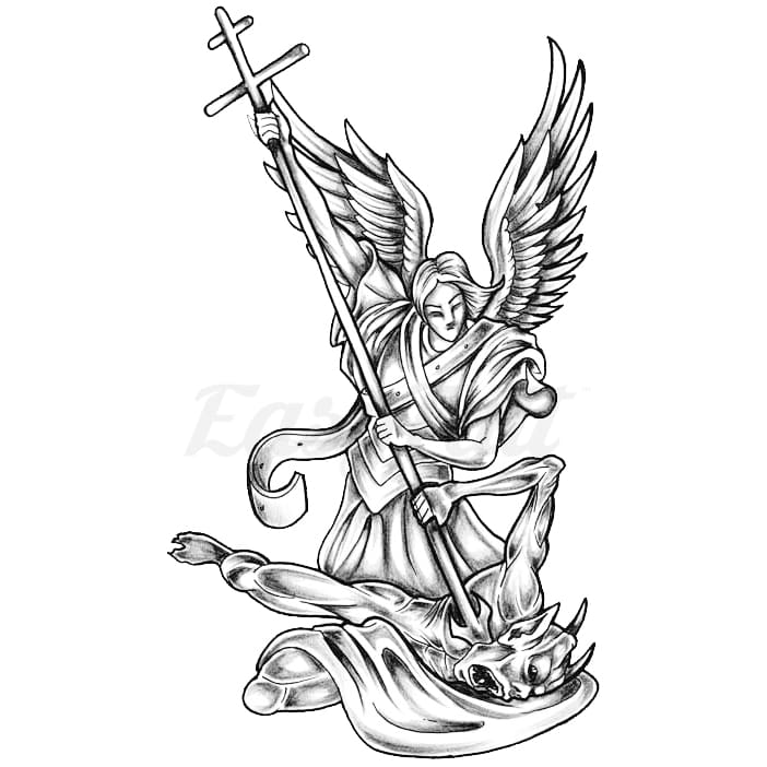 st michael the archangel tattoo stencil