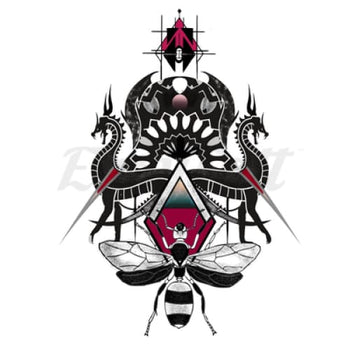 Bee and Dragons - By Jen - Temporary Tattoo