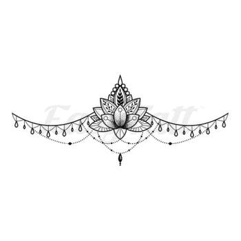 Lotus with Beads - Temporary Tattoo