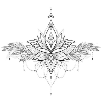 Lotus with Beads - Temporary Tattoo