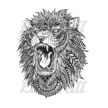 Roaring Lion Detail - Temporary Tattoo