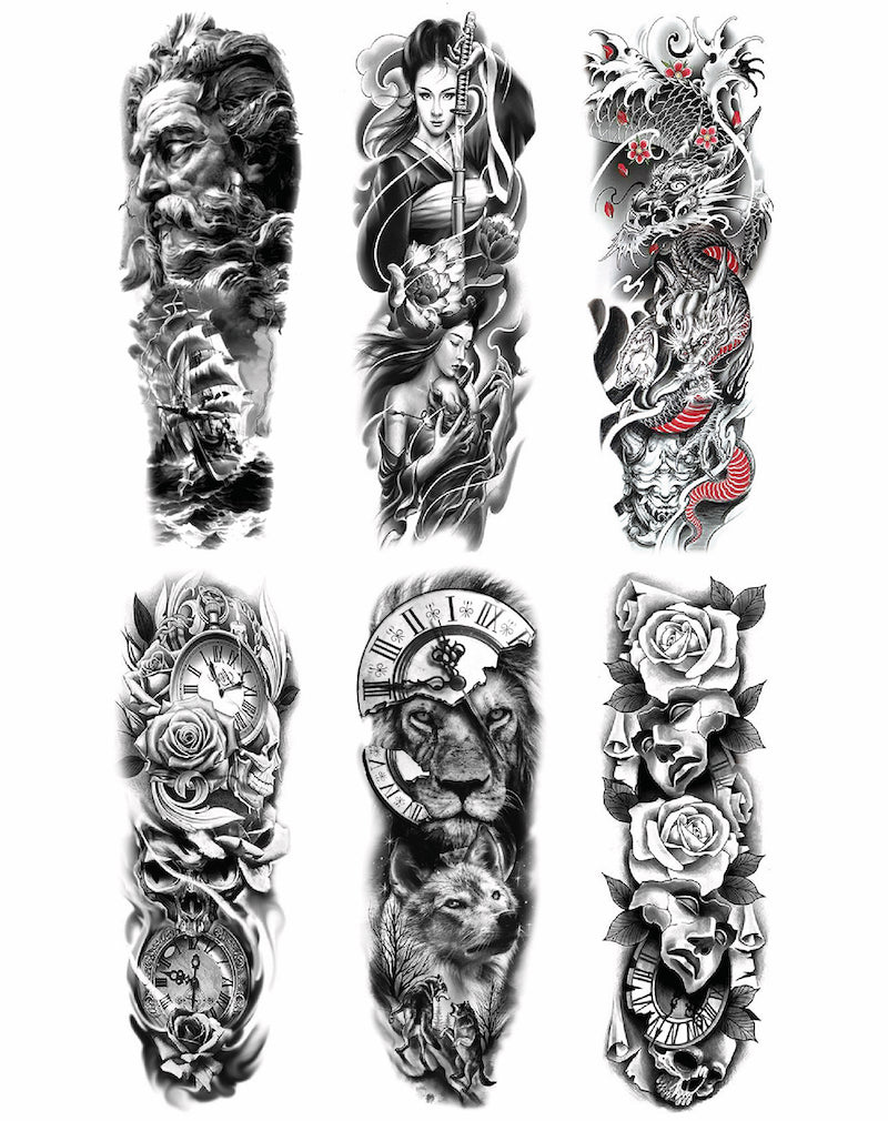 6 Full Sleeves Temporary Tattoo Pack | EasyTatt™