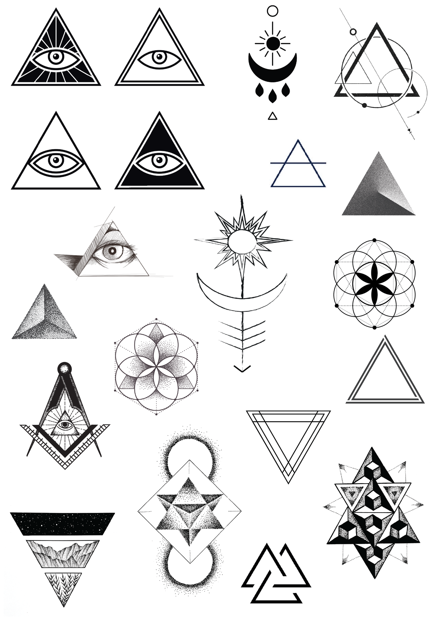 (20 Tattoos) Abstract Triangles