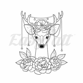 Decorated Deer - Temporary Tattoo