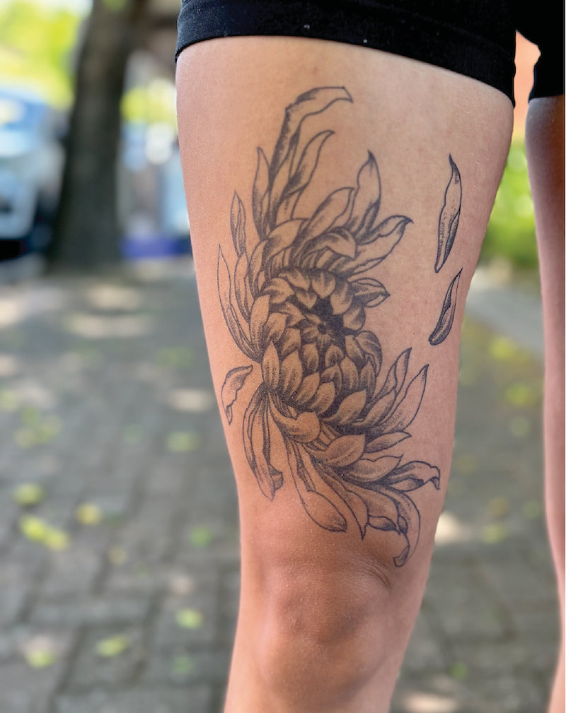 Koi Fish with Chrysanthemum Tattoo Graphic by Tuleedin Watercolor ·  Creative Fabrica