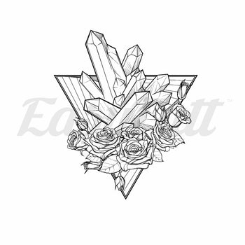 Roses and Crystals - Temporary Tattoo