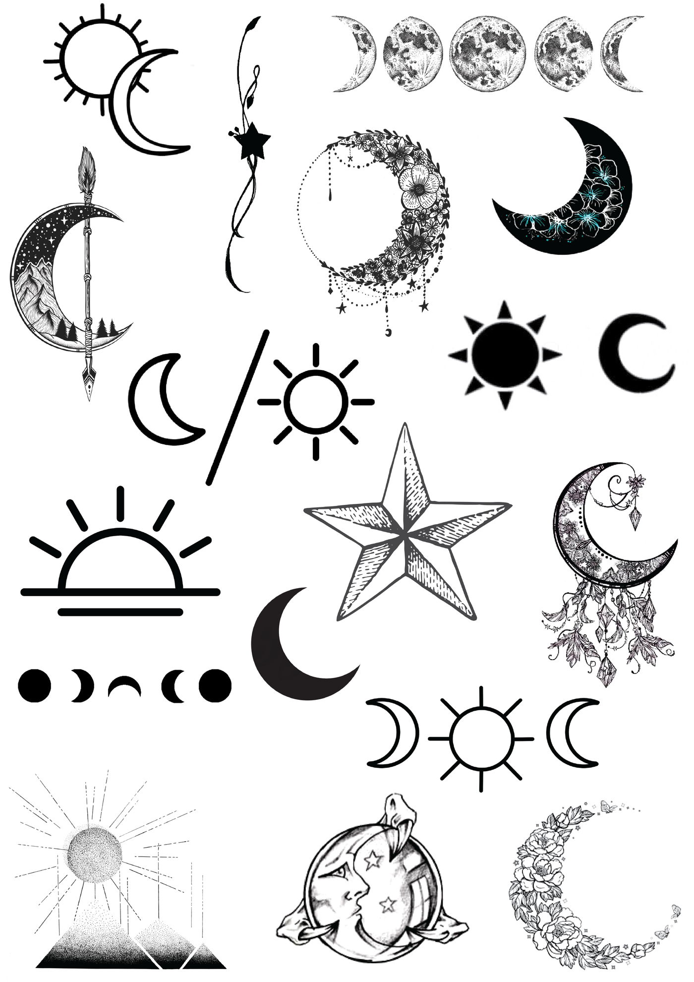 (17 Tattoos) Sun Moon and Stars