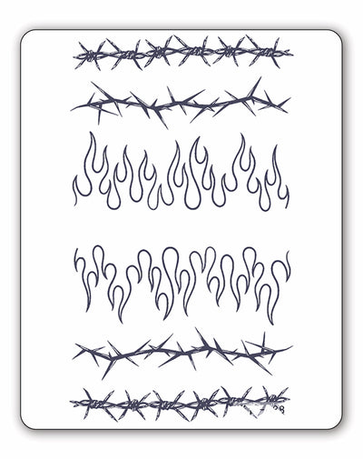 (6 Tattoos) Barbed Wire and Flames