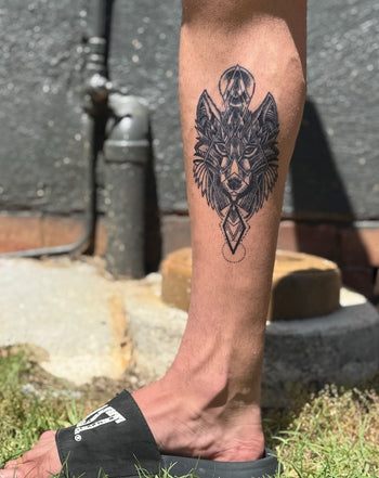 Geometric Wolf - Semi-Permanent Tattoo
