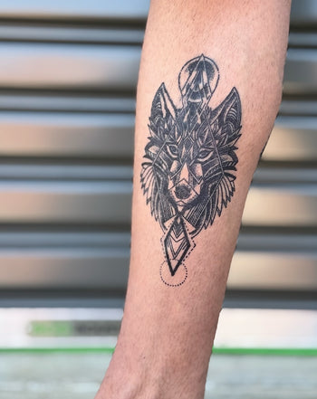 Geometric Wolf - Semi-Permanent Tattoo