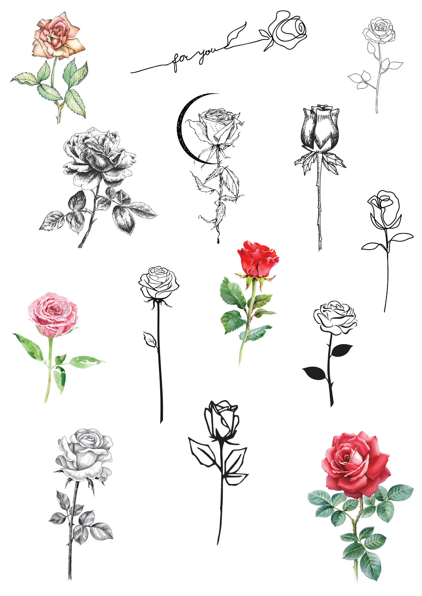 (14 Tattoos) Stemmed Roses