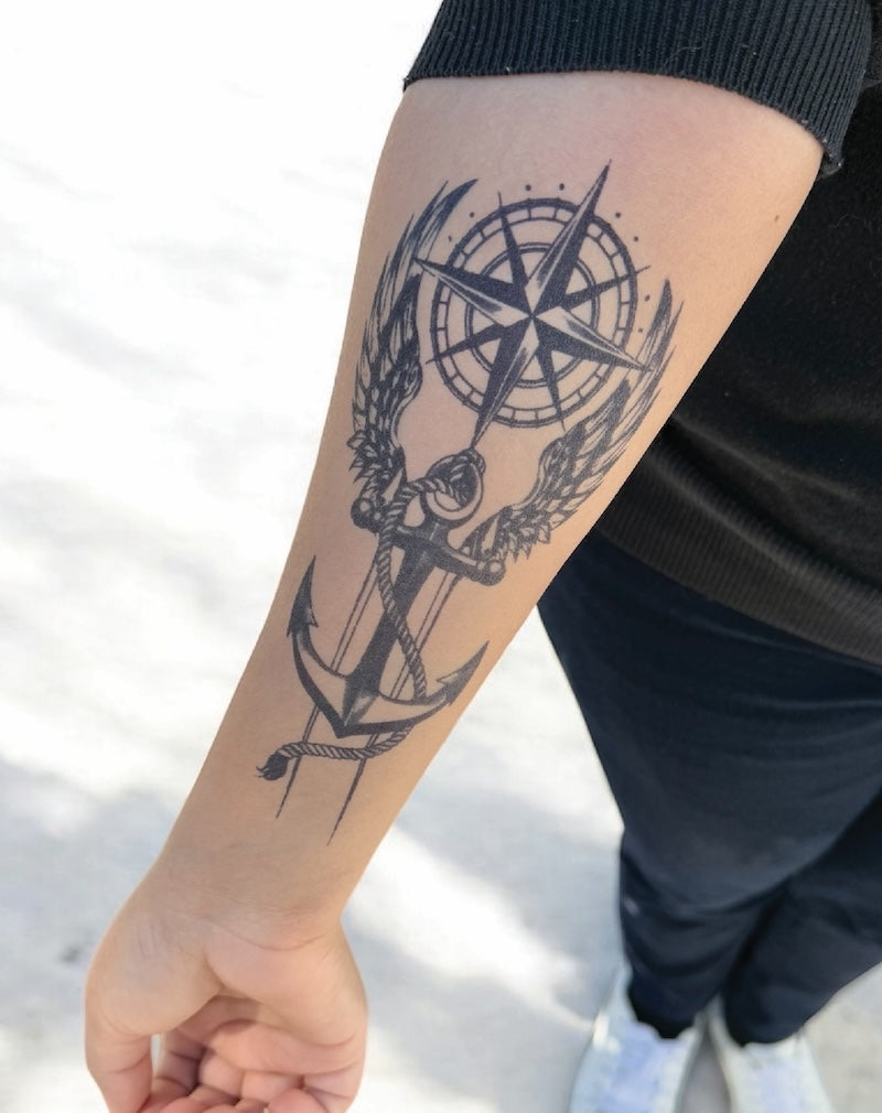 Winged Anchor - Semi-Permanent Tattoo