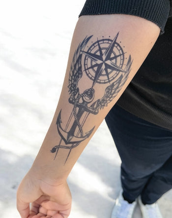 Winged Anchor - Semi-Permanent Tattoo