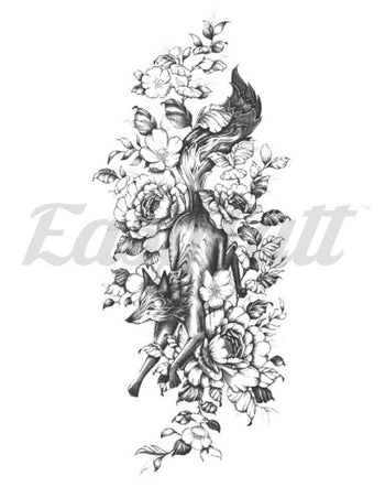 Floral Fox - Temporary Tattoo