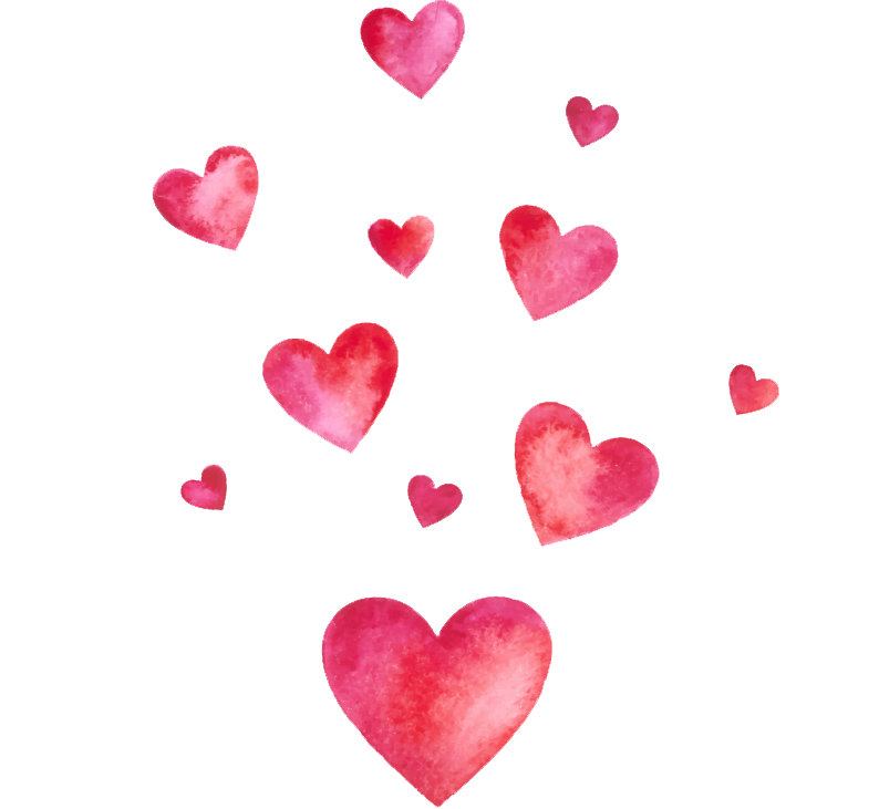Pink Watercolor Love Hearts