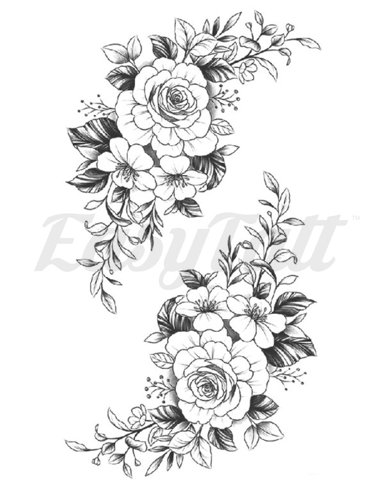 Twin Wildflowers Temporary Tattoo Sleeve EasyTatt™