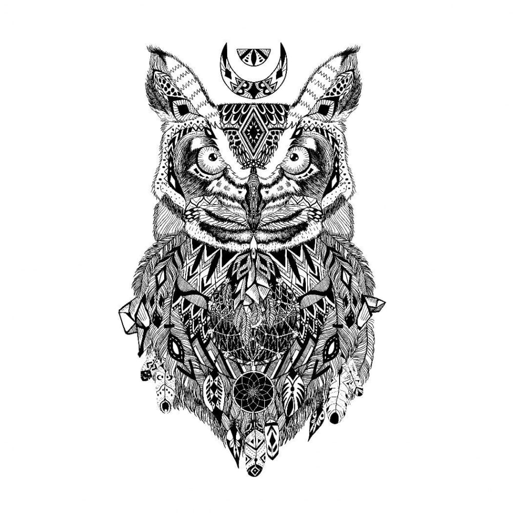 Abstract Owl - Temporary Tattoo
