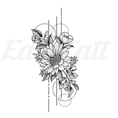 Abstract Sunflower - Temporary Tattoo