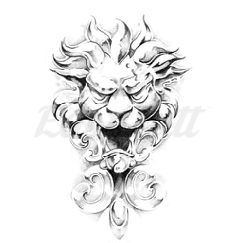 Angry Lion Face - Temporary Tattoo