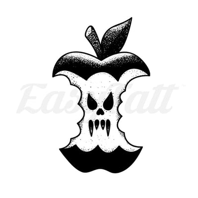 Apple Core Skull - Temporary Tattoo