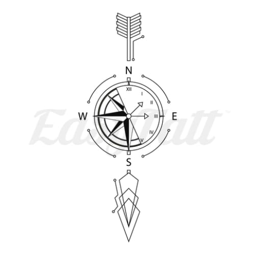 Arrow Compass - Temporary Tattoo