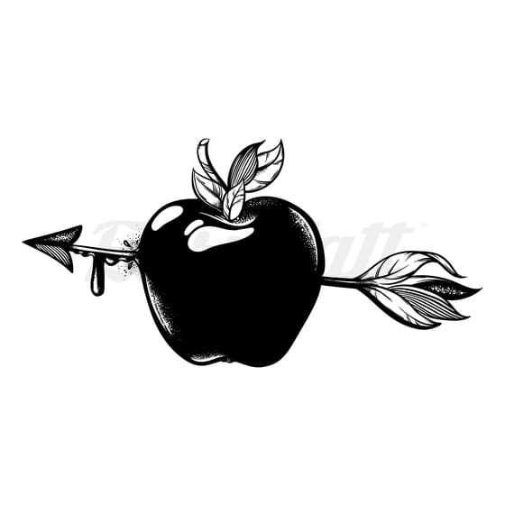 Arrow through Apple - Temporary Tattoo