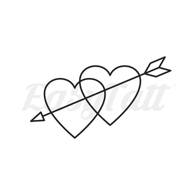 Arrow Through Hearts - Temporary Tattoo