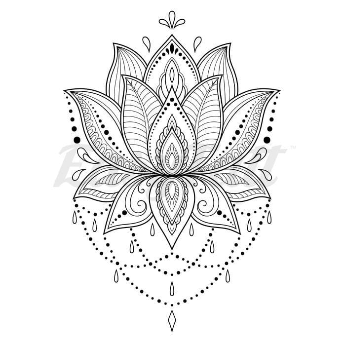 Beaded Lotus - Temporary Tattoo