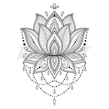 Beaded Lotus - Temporary Tattoo