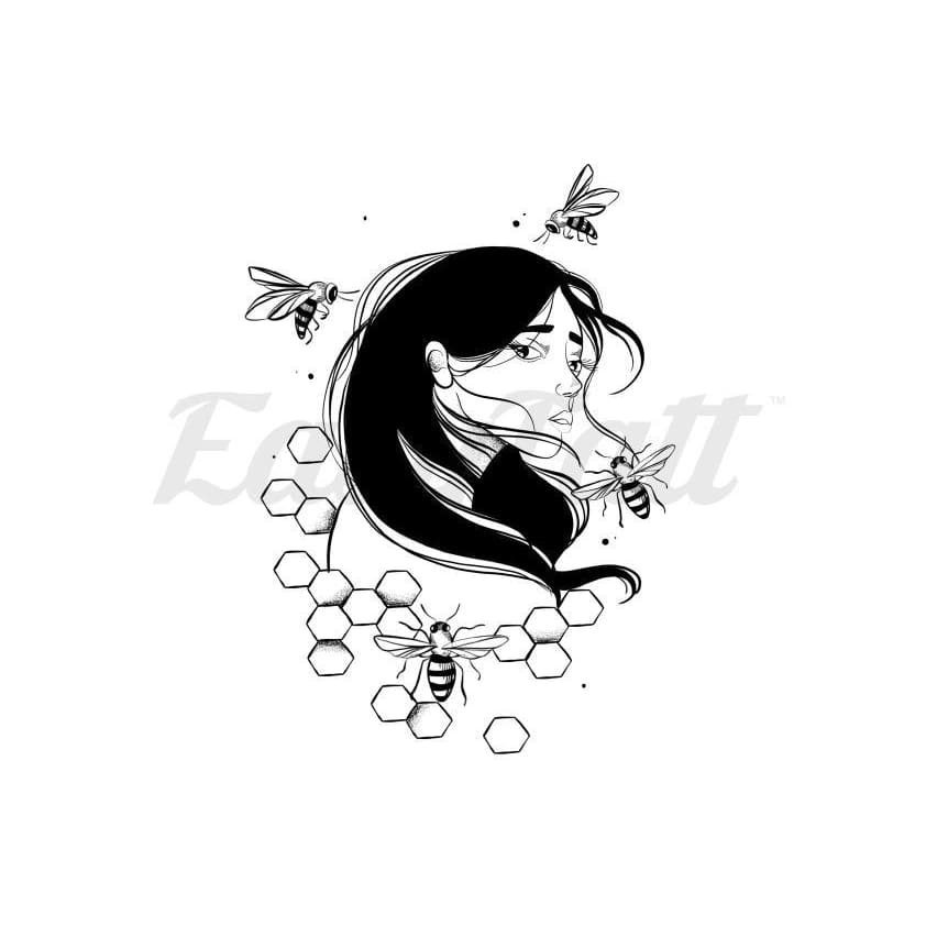 Bee Girl - By Sollefe - Temporary Tattoo