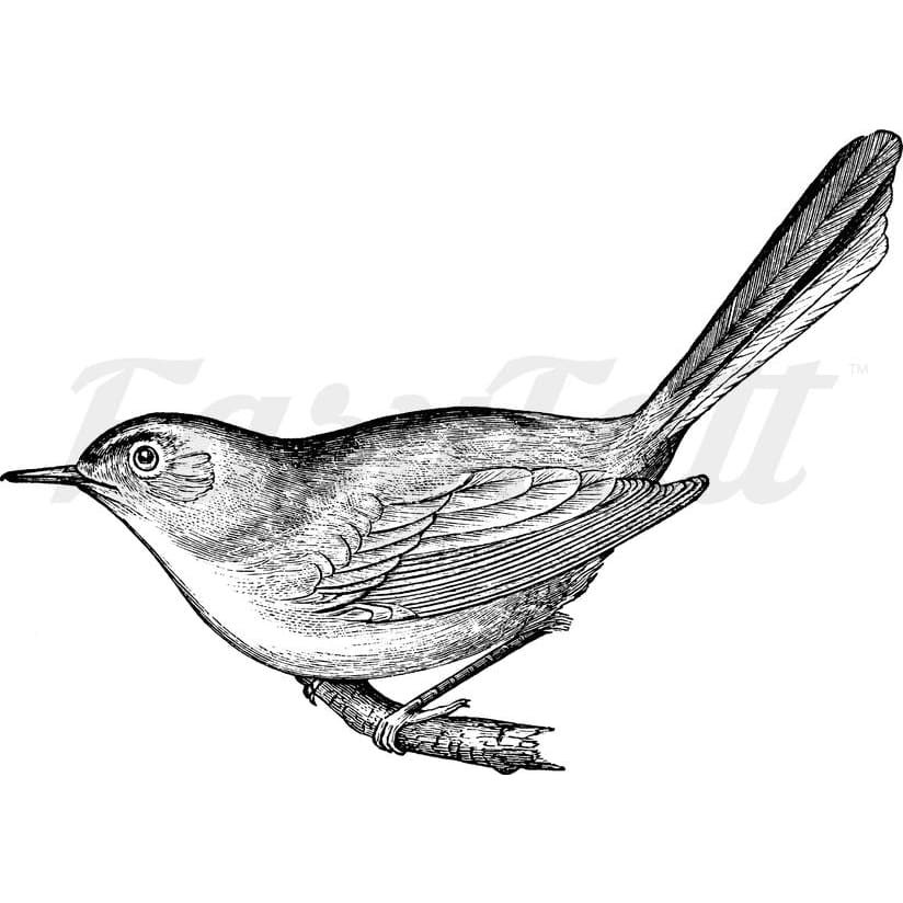 Bird on Branch - Temporary Tattoo