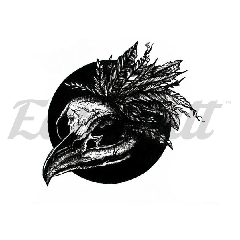 Bird Skull in Black Circle - By Alexandra Yarushina -