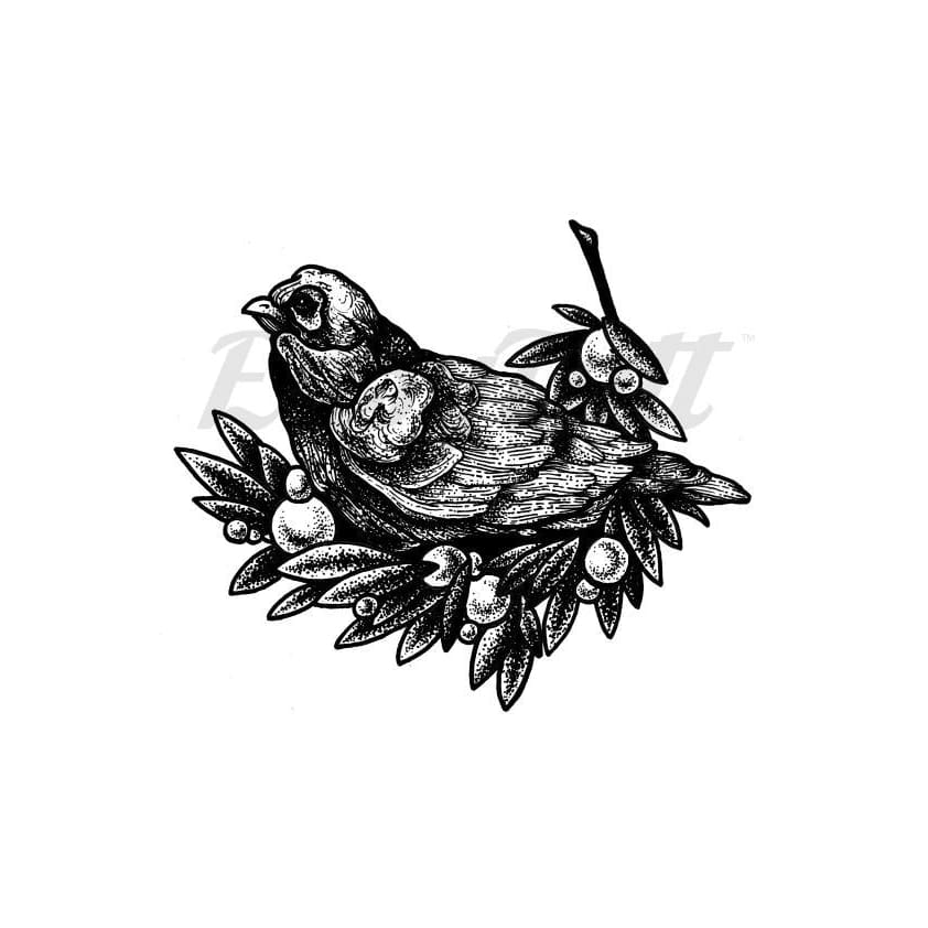 Bird Wreath - By Alexandra Ramirez - Temporary Tattoo