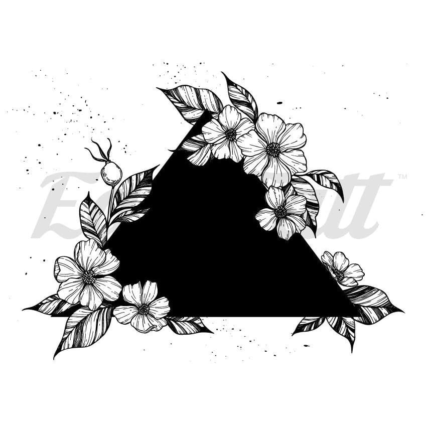 Black Floral Triangle - Temporary Tattoo