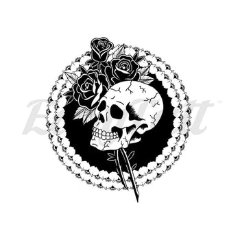 Black Rose Mandala Skull - By Georgia Mason - Temporary