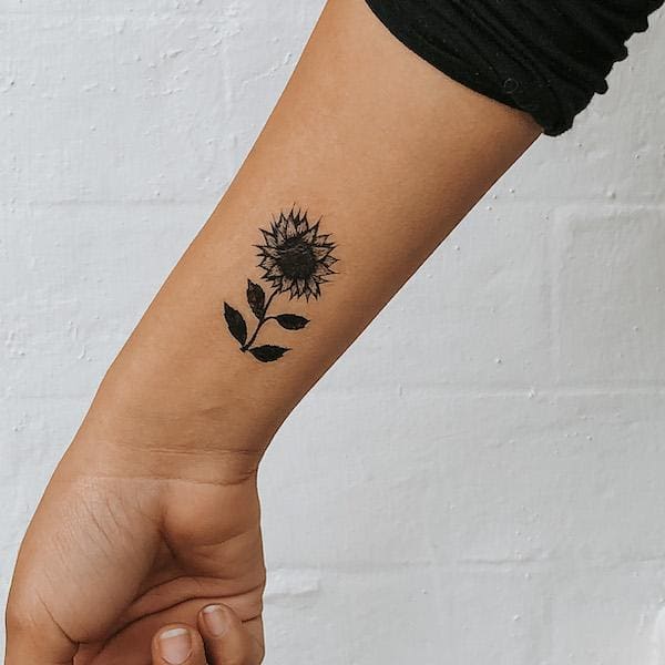 Black Sunflower - Temporary Tattoo