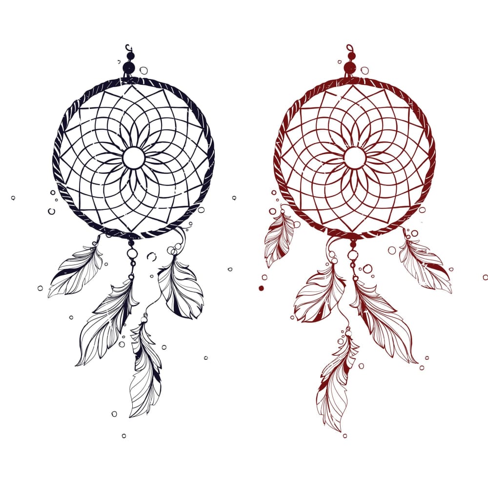 Blue and Red Dreamcatcher - Temporary Tattoo