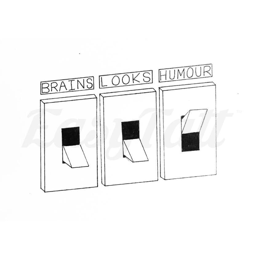 Brains Looks Humour - By Tammy Farrell - Temporary Tattoo