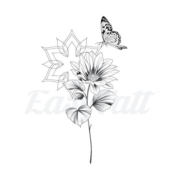Butterfly Flower - Temporary Tattoo