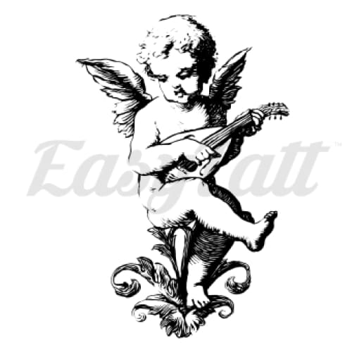 Cupid Playing Guitar - Temporary Tattoo