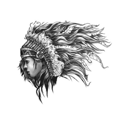 Child in Native American Feather Headress - Temporary Tattoo