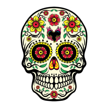 Colour Sugar Skull - Temporary Tattoo