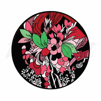 Colourful Floral Circle - By Jen - Temporary Tattoo