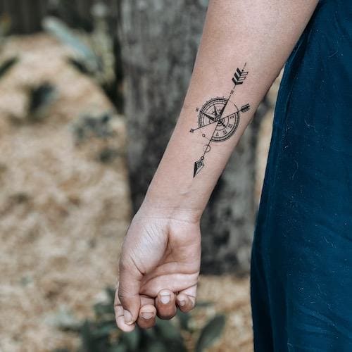Compass Arrow - Temporary Tattoo