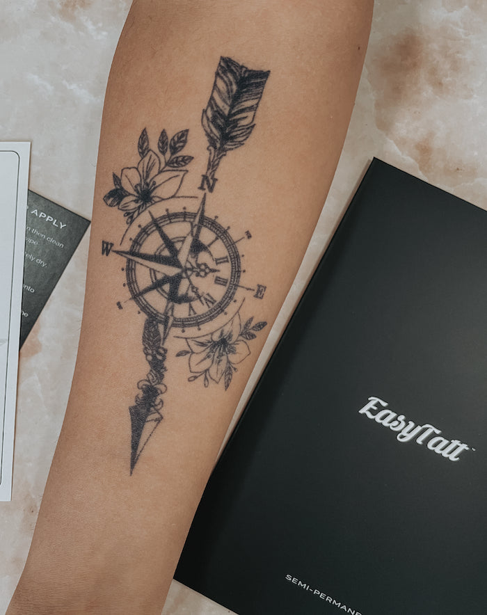 Temporary Tattoo Sunflower Lighthouse Compass Waterproof - Temu