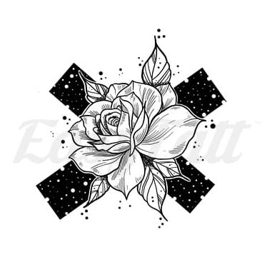 Cross Rose - Temporary Tattoo